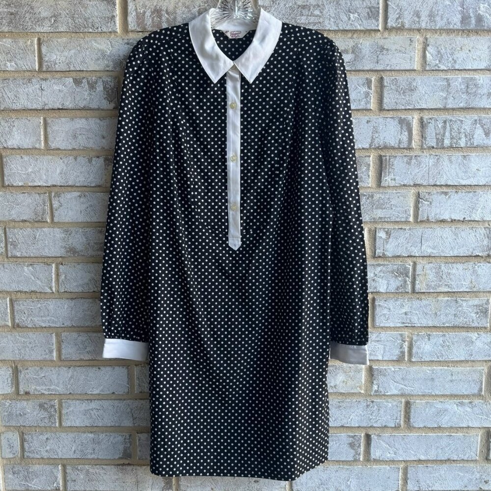 Original Penguin by Munsingwear Silk Blend Polka Dot Shirt Dress Women's Size 10 - Picture 1 of 9